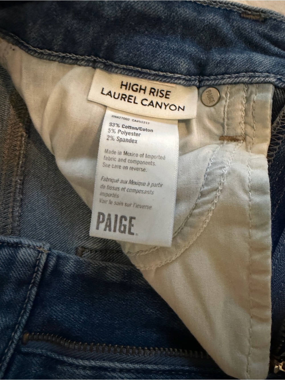 PAIGE Medium Blue Flare Jeans with Raw Hem Laurel Canyon - Picture 4 of 7